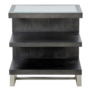 Table de bout Langston en verre, bois et métal