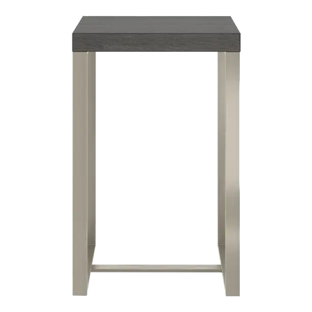 Table de bout Langston en bois, placage et métal