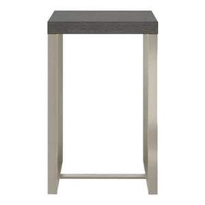 Table de bout Langston en bois, placage et métal