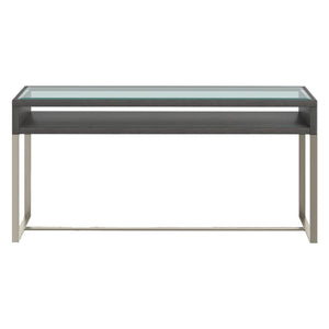 Table console Langston en verre, placage et métal