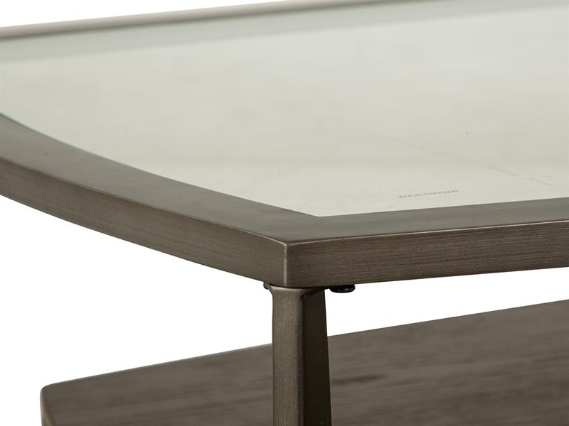 Table basse Ardis en verre, bois et métal gris