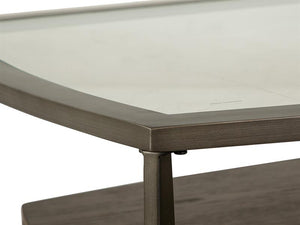 Table basse Ardis en verre, bois et métal gris