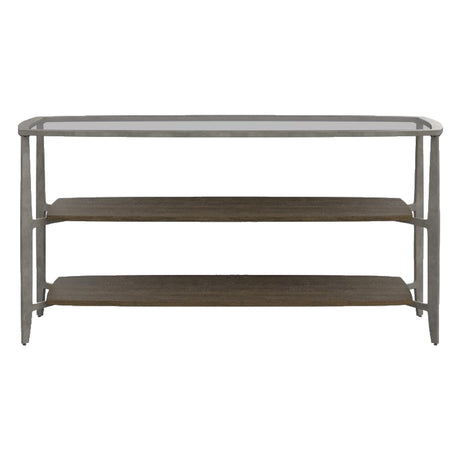 Table console Ardis en verre trempé et bois brun