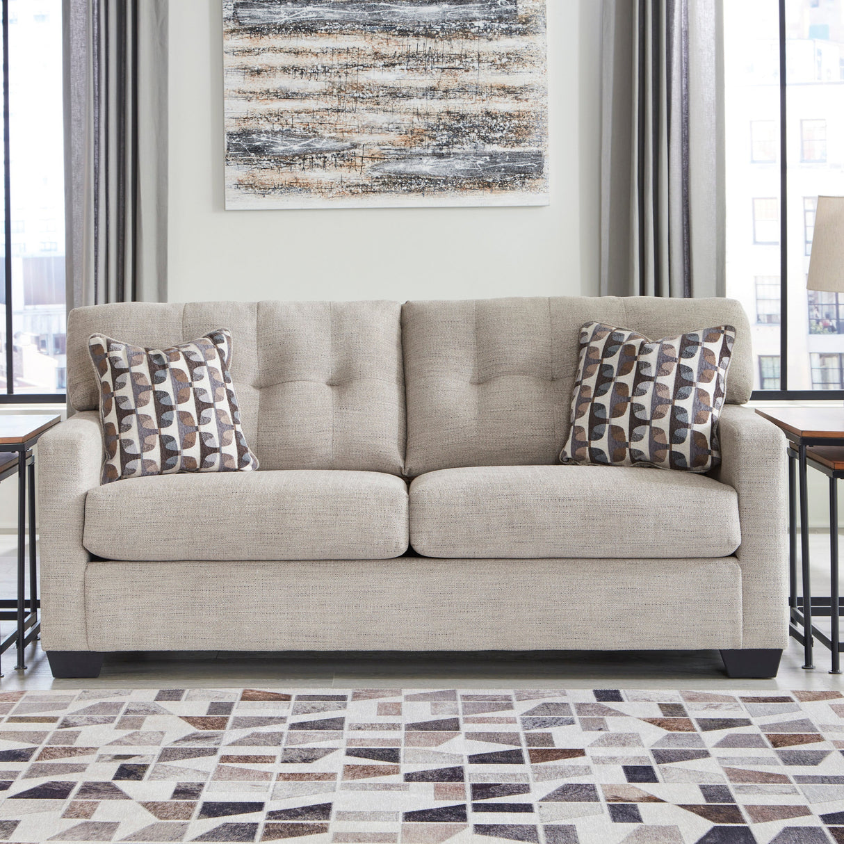 Sofa condo en tissu beige pâle - Mahoney