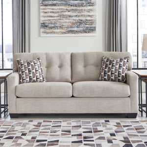 Sofa-lit double beige pâle tissu - Mahoney