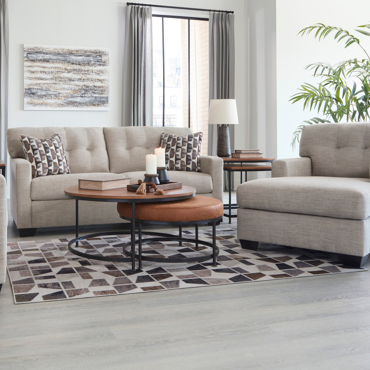 Sofa-lit en tissu gris pâle avec matelas double - Mahoney