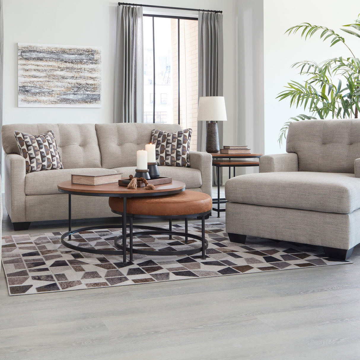 Sofa condo en tissu beige pâle - Mahoney