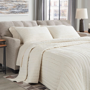 Sofa-lit double beige pâle tissu - Mahoney