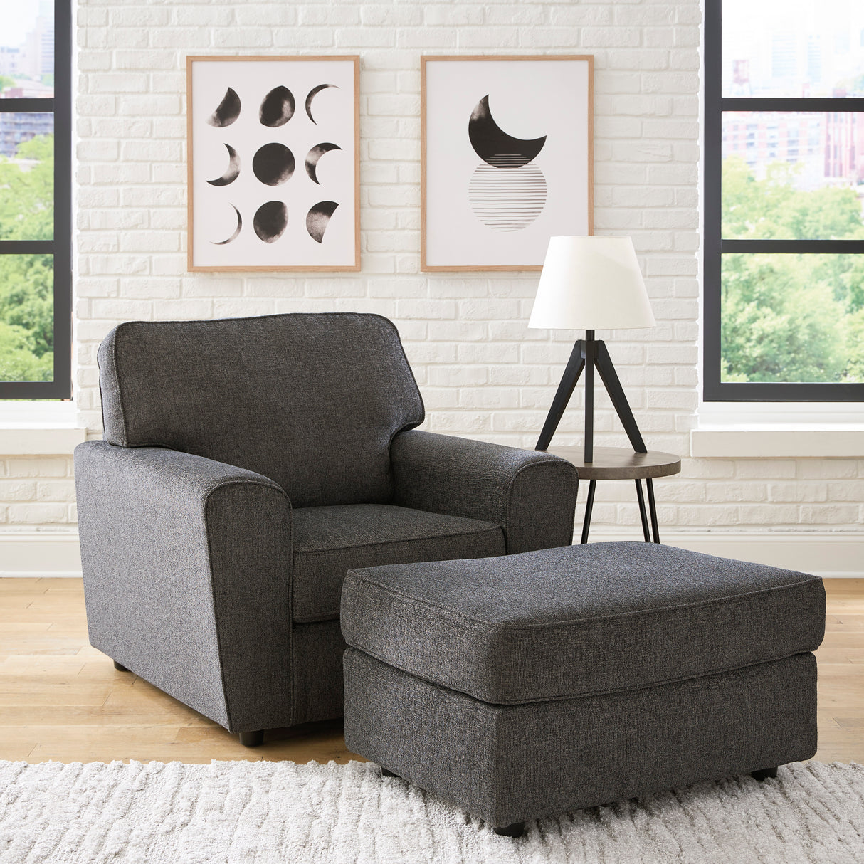 Ottoman Cascilla en tissu gris ardoise
