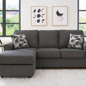 Sofa en tissu gris avec chaise longue - Cascilla