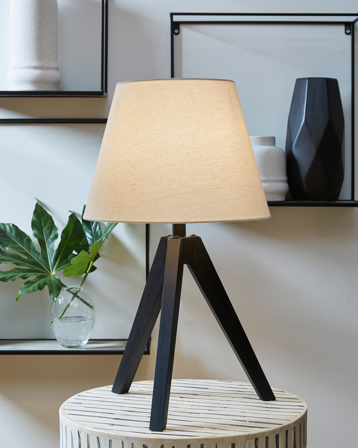Ensemble de 2 lampe de table en bois noir 24po - Laifland