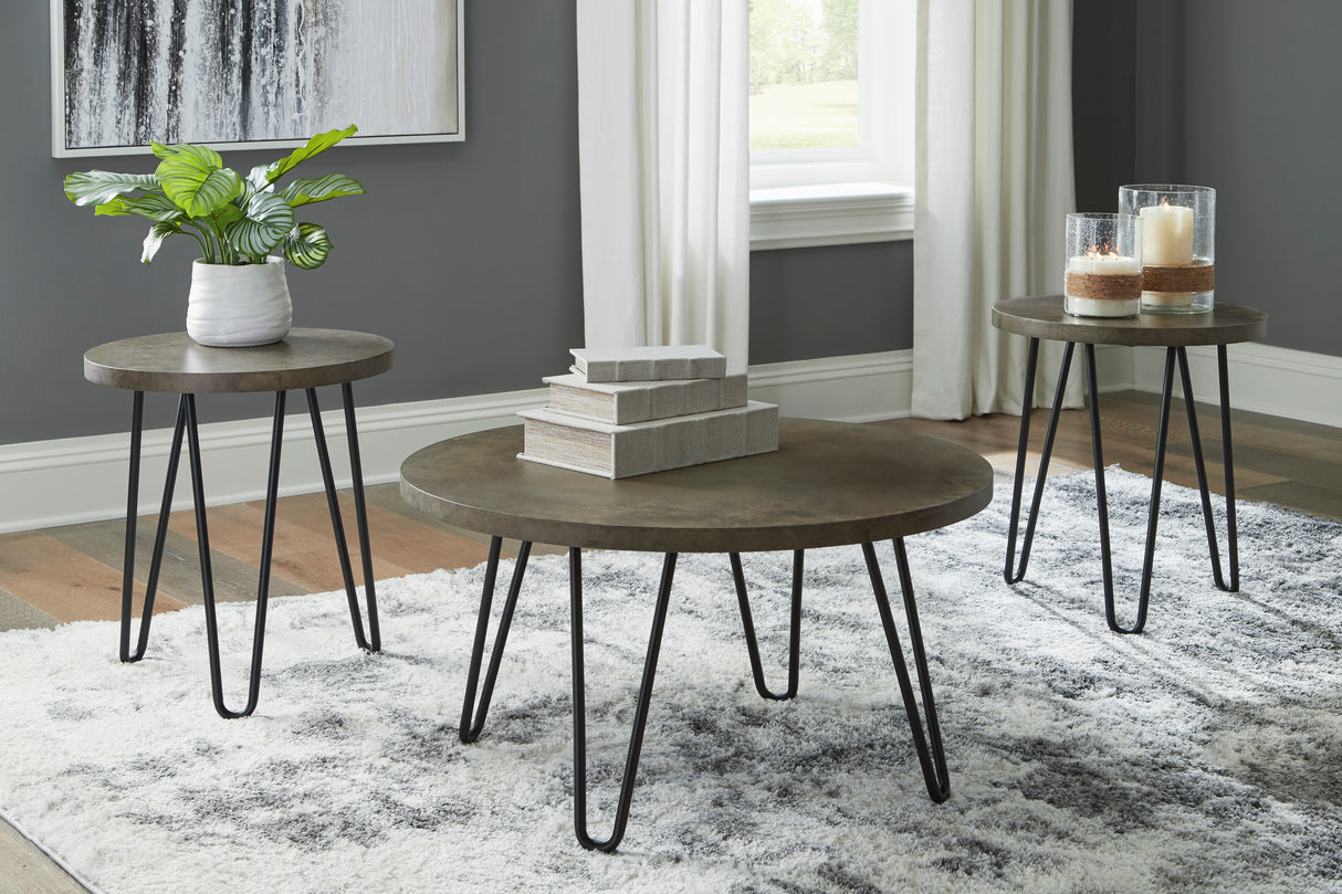 Ensemble de 3 tables Hadasky en mélamine et acier