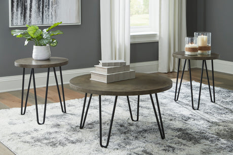 Ensemble de 3 tables Hadasky en mélamine et acier