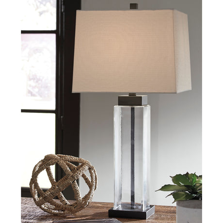 Ensemble de 2 lampes sur table en verre et métal bronze 29 po. - Alvaro