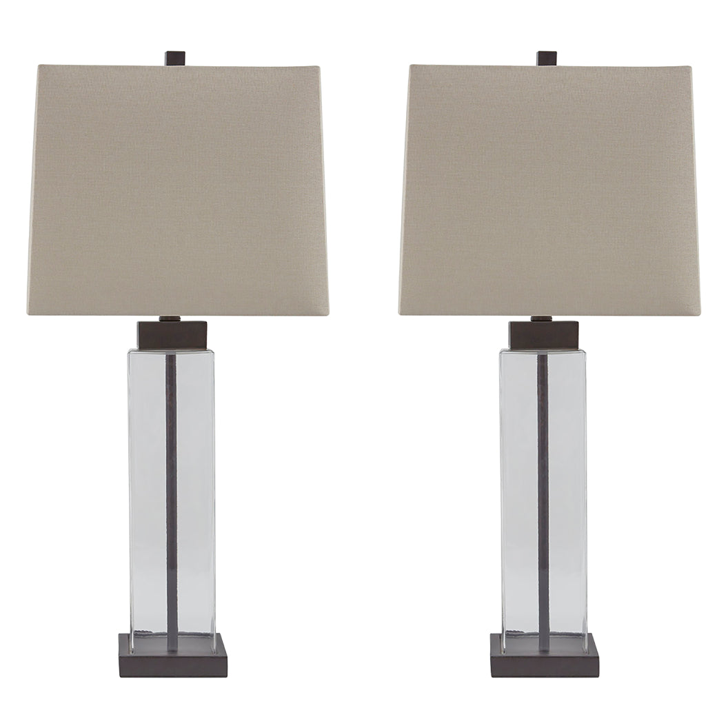 Ensemble de 2 lampes sur table en verre et métal bronze 29 po. - Alvaro