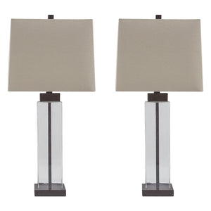 Ensemble de 2 lampes sur table en verre et métal bronze 29 po. - Alvaro
