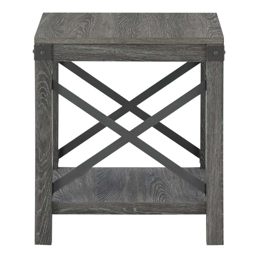 Table d'appoint stratifié brune grisâtre carré - Freedan