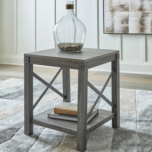 Table d'appoint stratifié brune grisâtre carré - Freedan