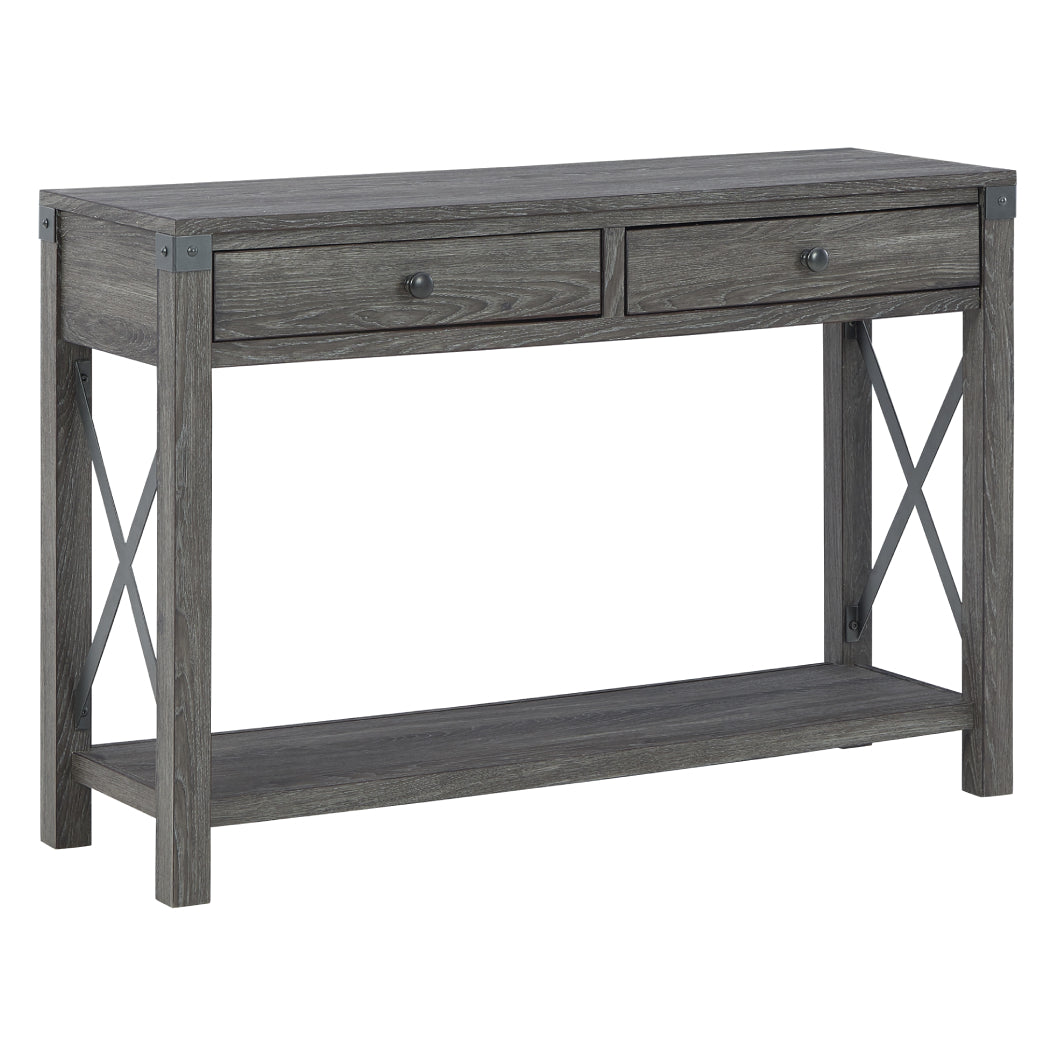 Table console Freedan en bois et métal grisâtre