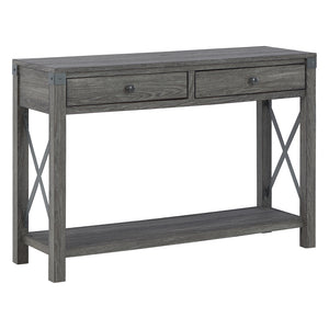 Table console Freedan en bois et métal grisâtre
