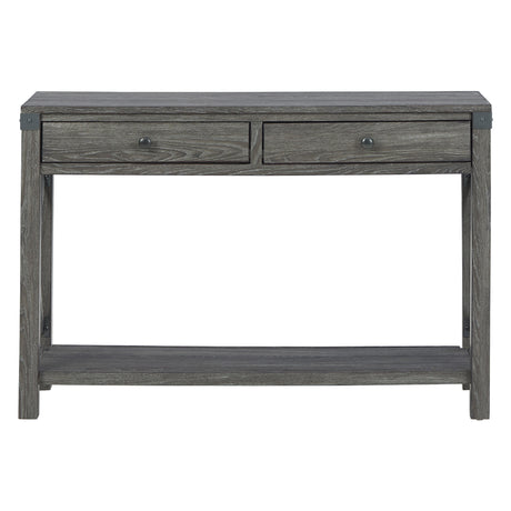Table console Freedan en bois et métal grisâtre