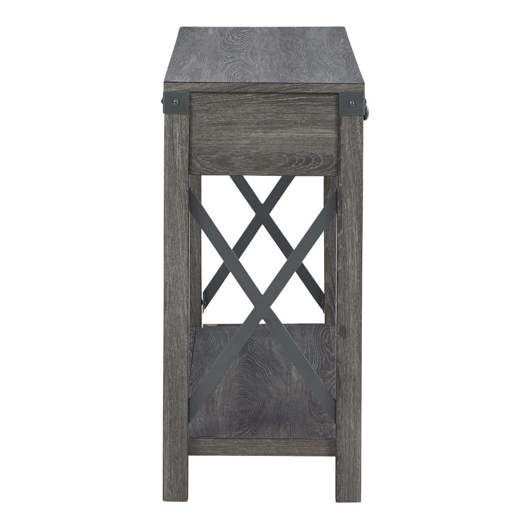 Table console Freedan en bois et métal grisâtre