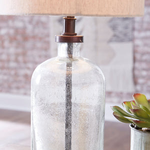 Lampe de table en verre et métal bronze 23po - Bandile