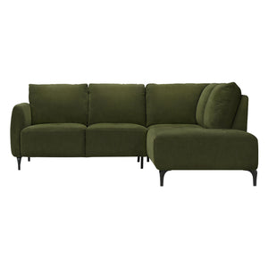 Sectionnel en tissu vert foncé avec chaise longue - Janlie