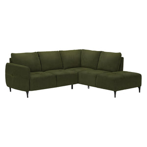 Sectionnel en tissu vert foncé avec chaise longue - Janlie