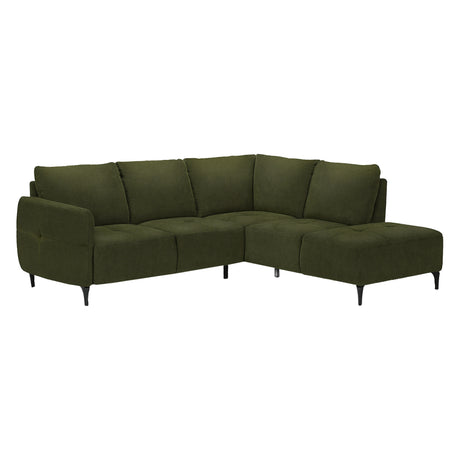 Sectionnel en tissu vert foncé avec chaise longue - Janlie