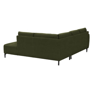 Sectionnel en tissu vert foncé avec chaise longue - Janlie