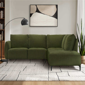Sectionnel en tissu vert foncé avec chaise longue - Janlie
