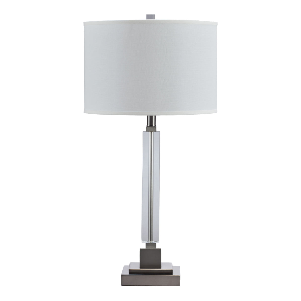 Lampe de table en cristal et métal argenté 29po - Deccalen