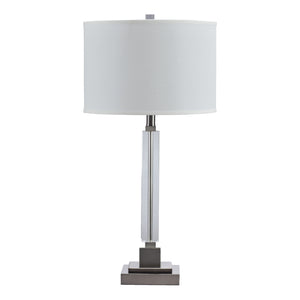 Lampe de table en cristal et métal argenté 29po - Deccalen
