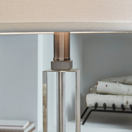 Lampe de table en cristal et métal argenté 29po - Deccalen