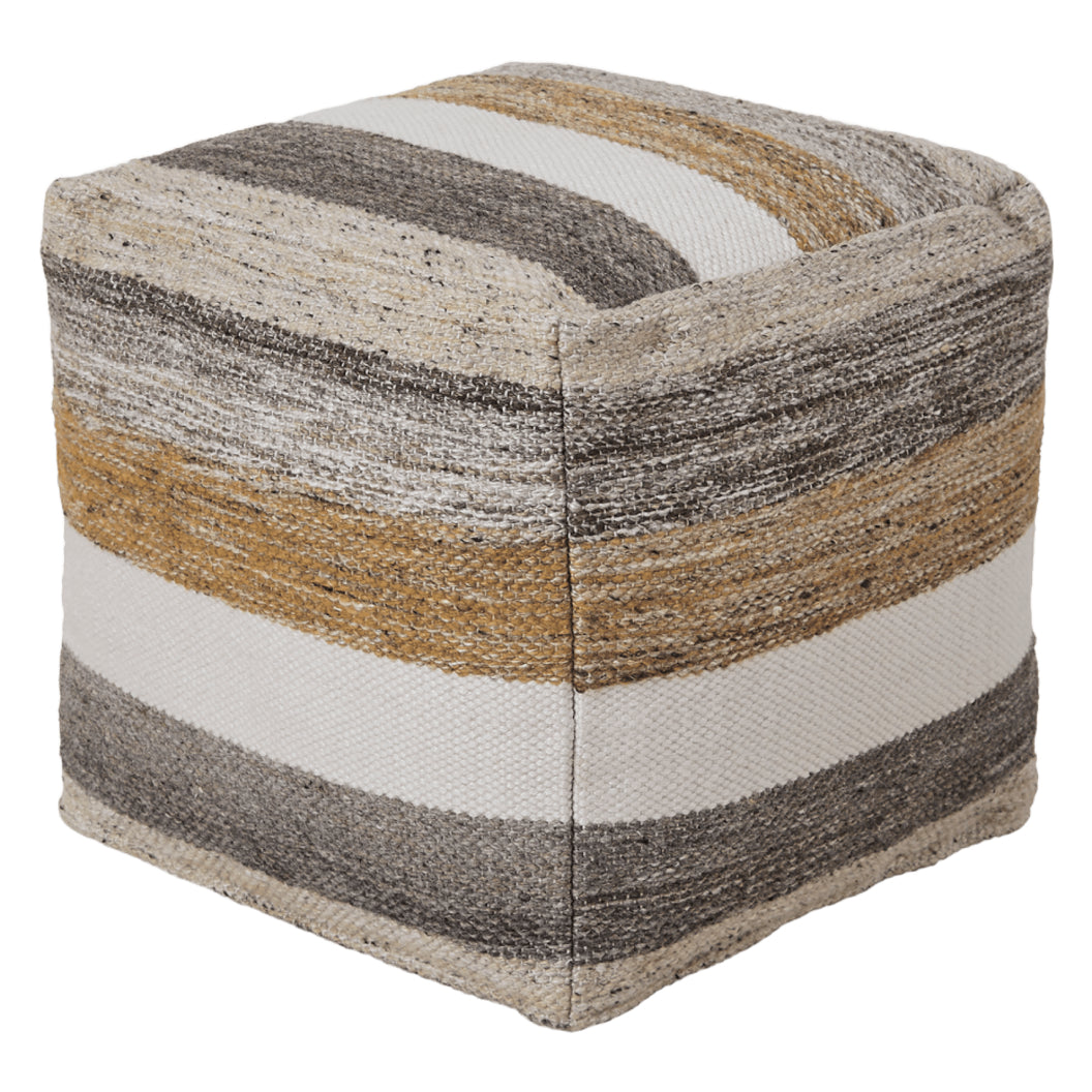 Pouf en tissu à rayures multicouleurs - Josalind