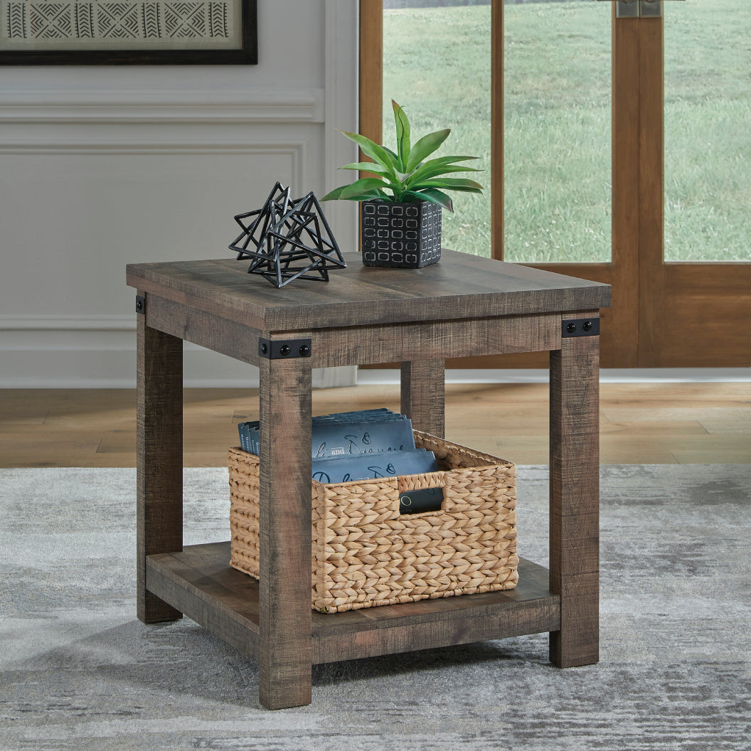 Table de bout en bois/MDF brun rustique - Hollum