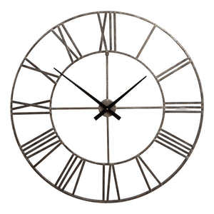 Horloge murale 36 x 36 po en métal argent antique - Paquita