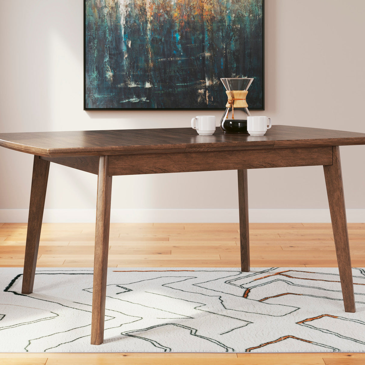 Table de salle à manger bois brune extensible - Lyncott