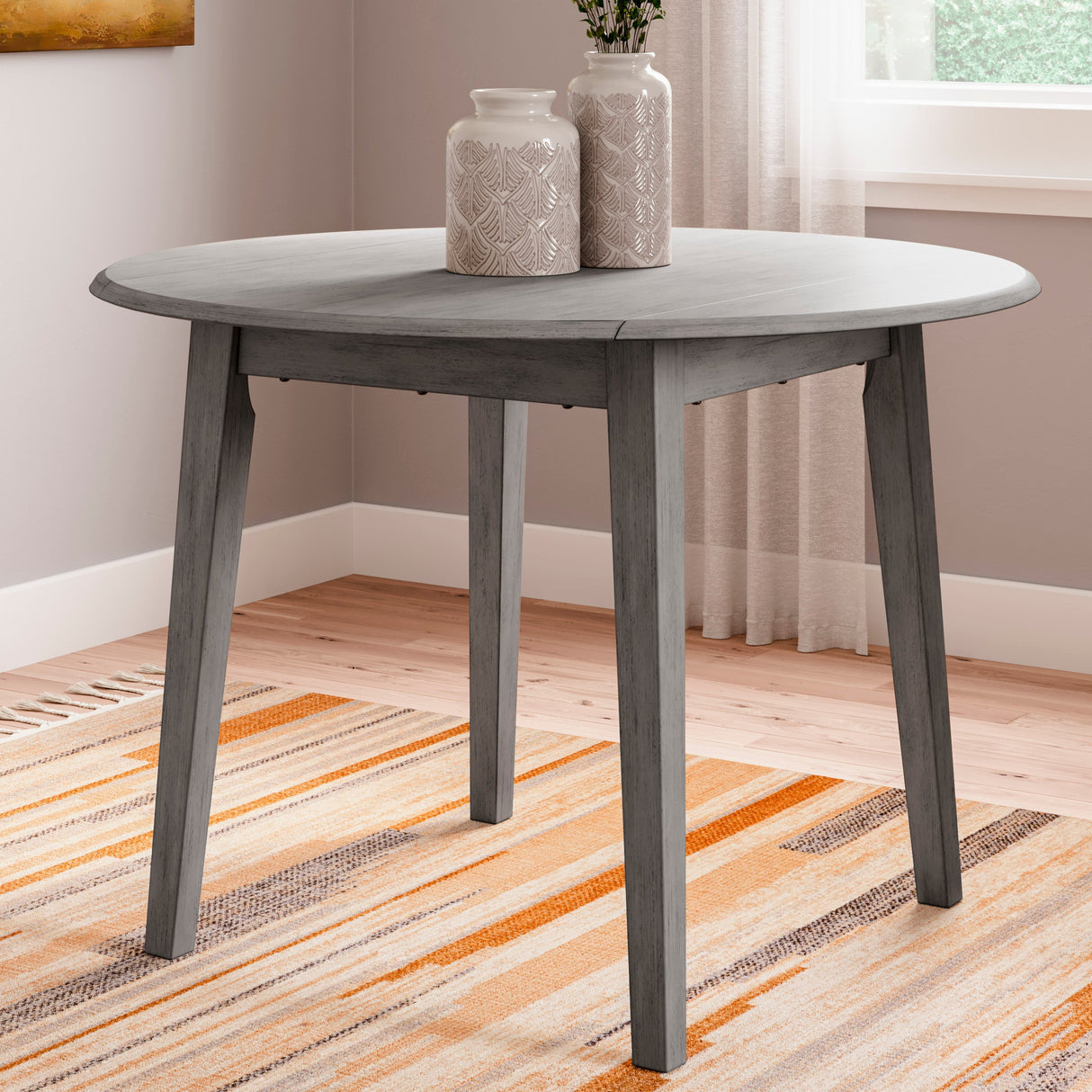 Table de salle à manger en bois grise extensible - Shullden
