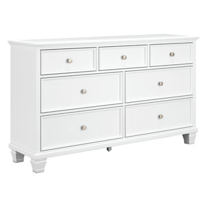 Bureau à 7 tiroirs en bois blanc - Fortman