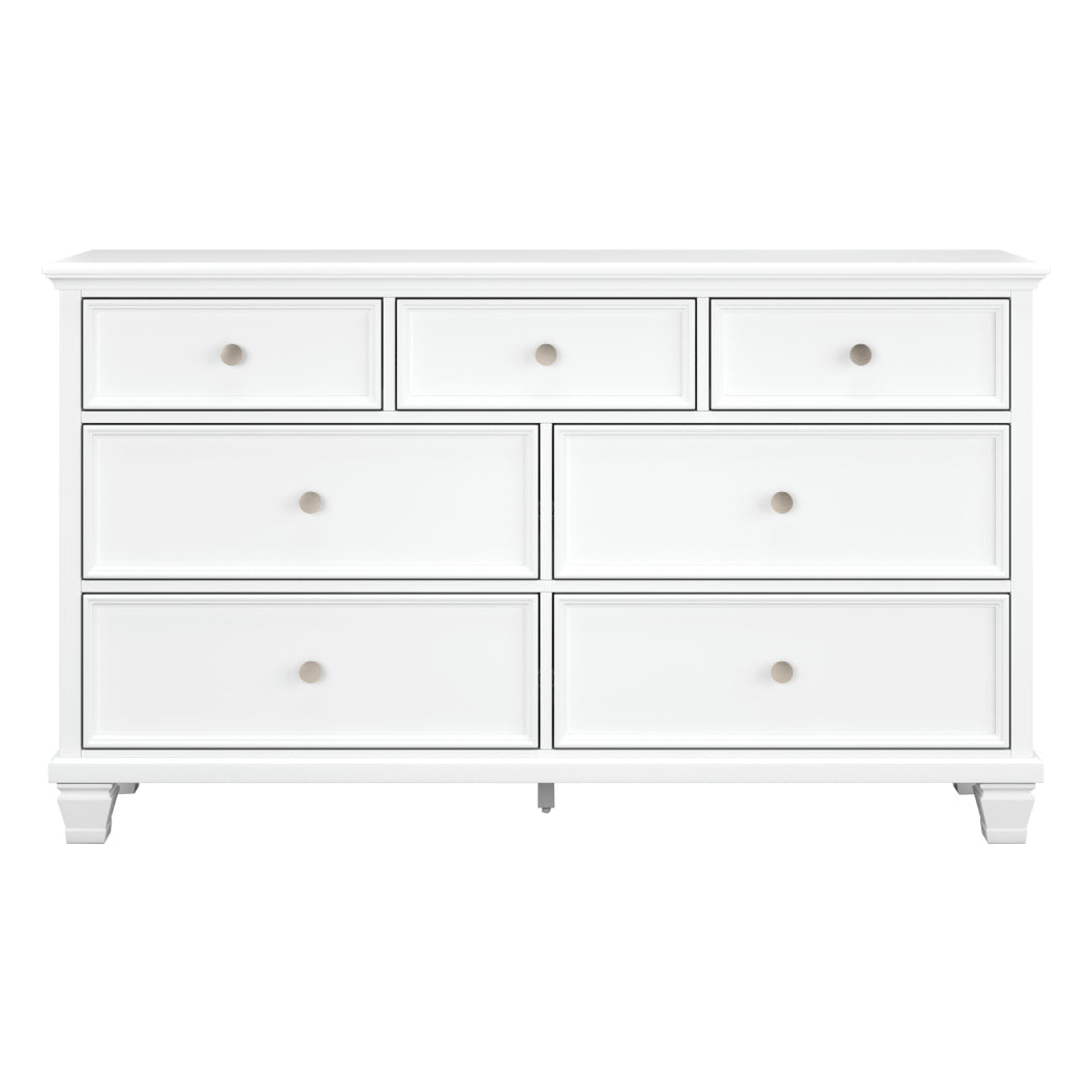 Bureau à 7 tiroirs en bois blanc - Fortman