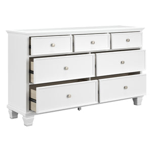 Bureau à 7 tiroirs en bois blanc - Fortman