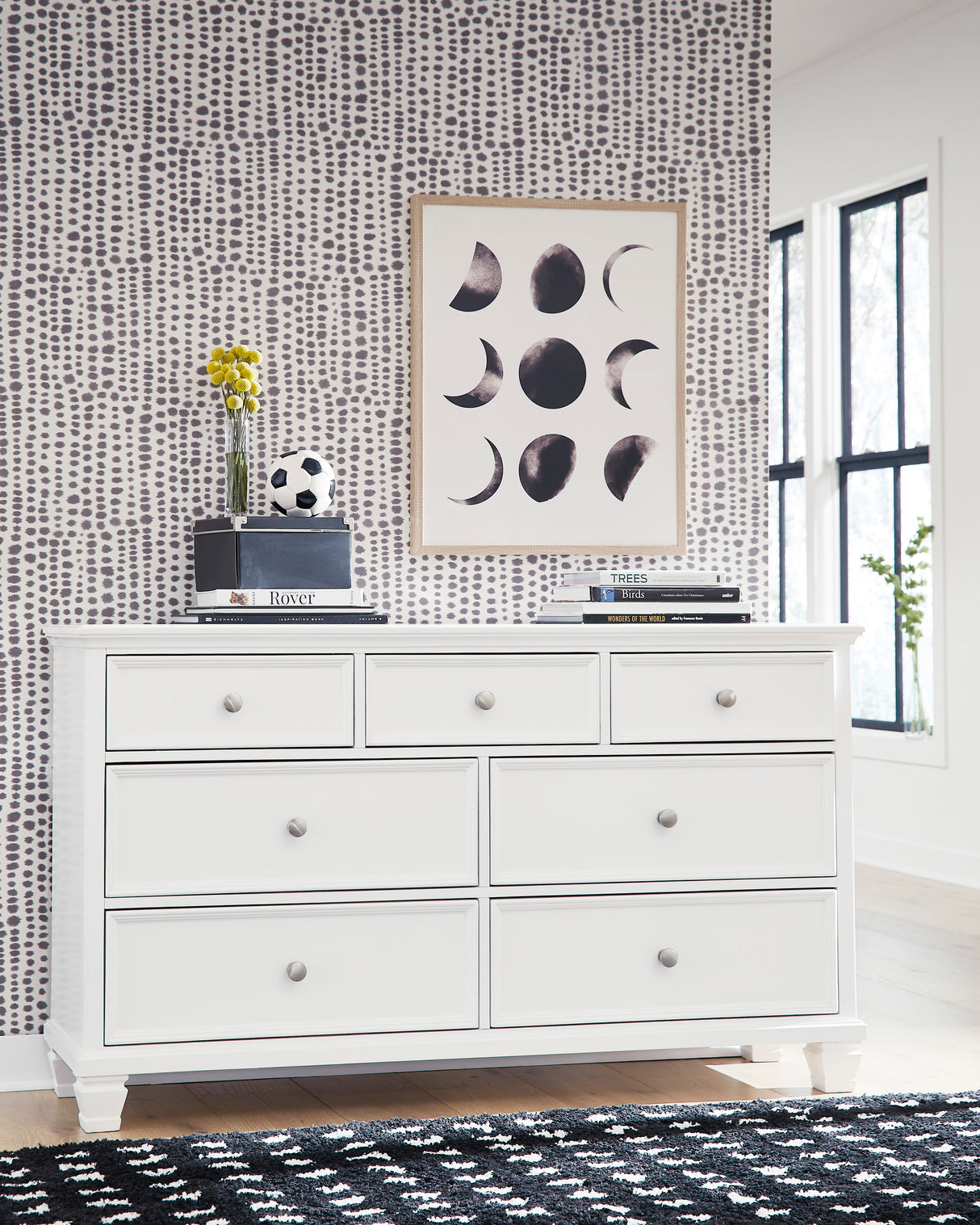 Bureau à 7 tiroirs en bois blanc - Fortman