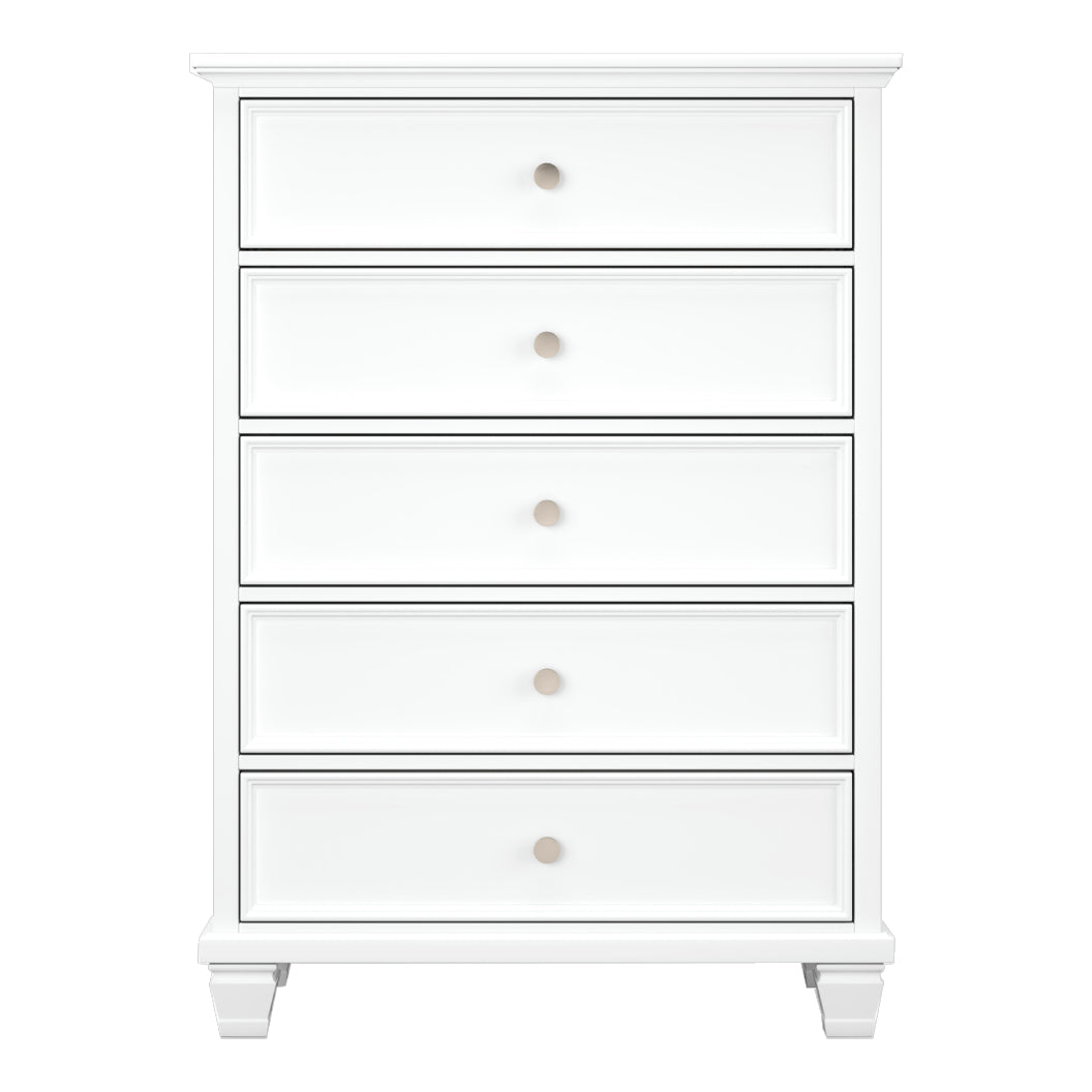 Commode à 5 tiroirs en bois blanc - Fortman