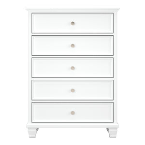 Commode à 5 tiroirs en bois blanc - Fortman