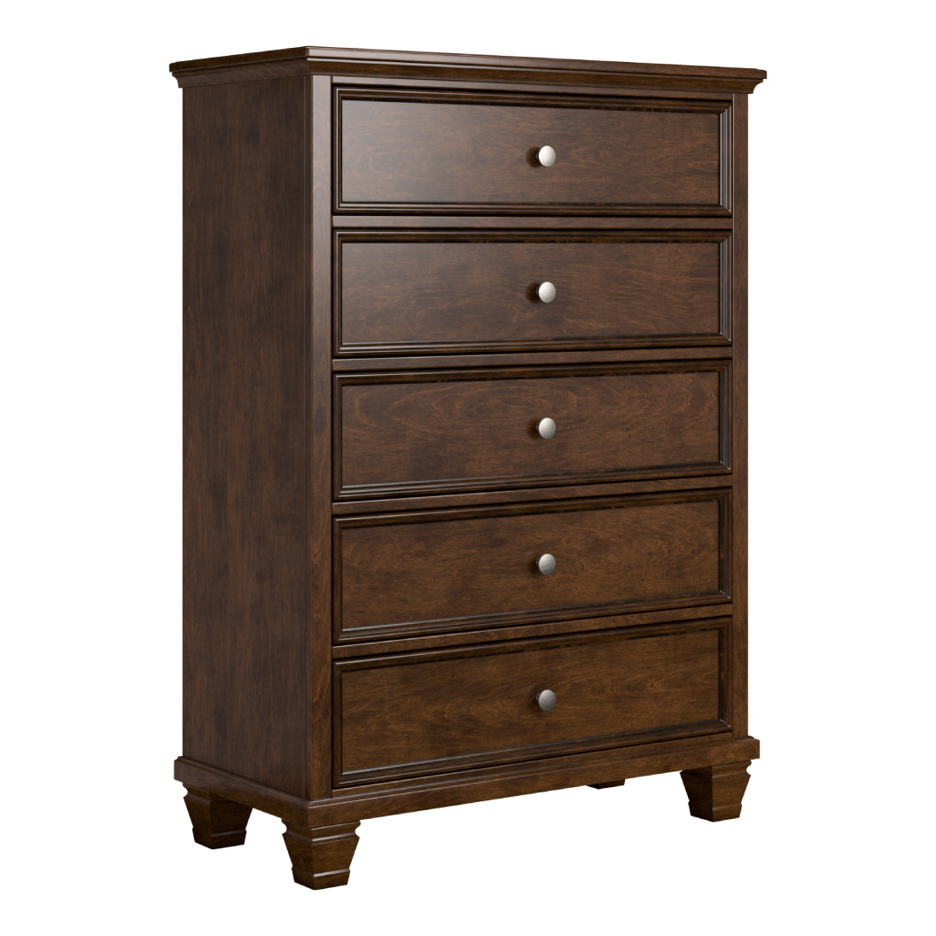 Commode à 5 tiroirs en bois brun - Danabrin