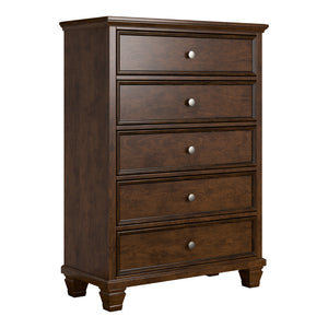 Commode à 5 tiroirs en bois brun - Danabrin