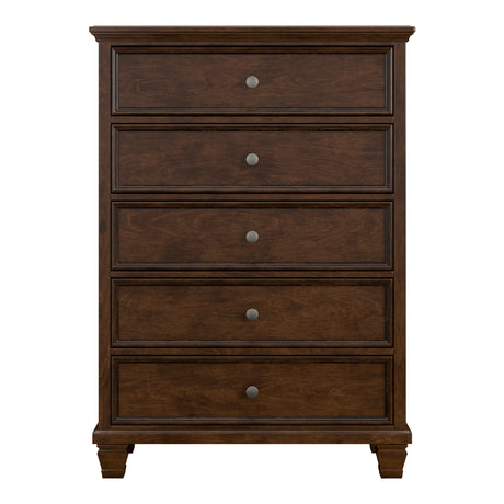 Commode à 5 tiroirs en bois brun - Danabrin
