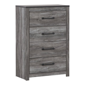 Commode à 4 tiroirs en bois et placage gris foncé